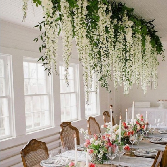 12 Ivory Wisteria Garlands & 4 Italian Ruscus Willow Greenery Wedding Arch - Picture 5 of 5